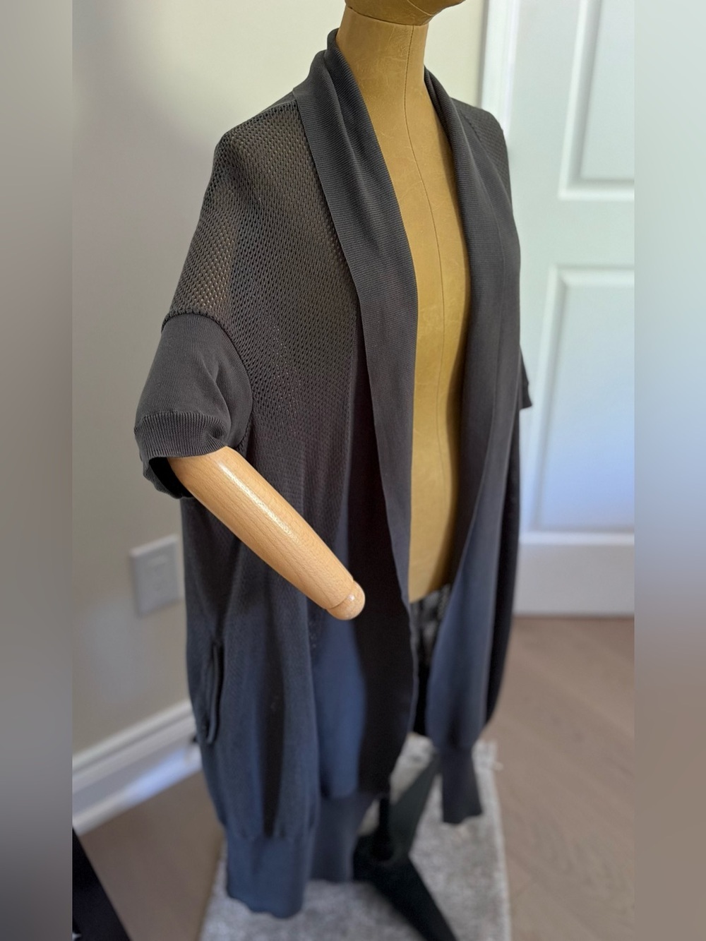 ARITZIA WILFRED 100% Cotton Charcoal Open-Front Lightweight Cardigan (M)